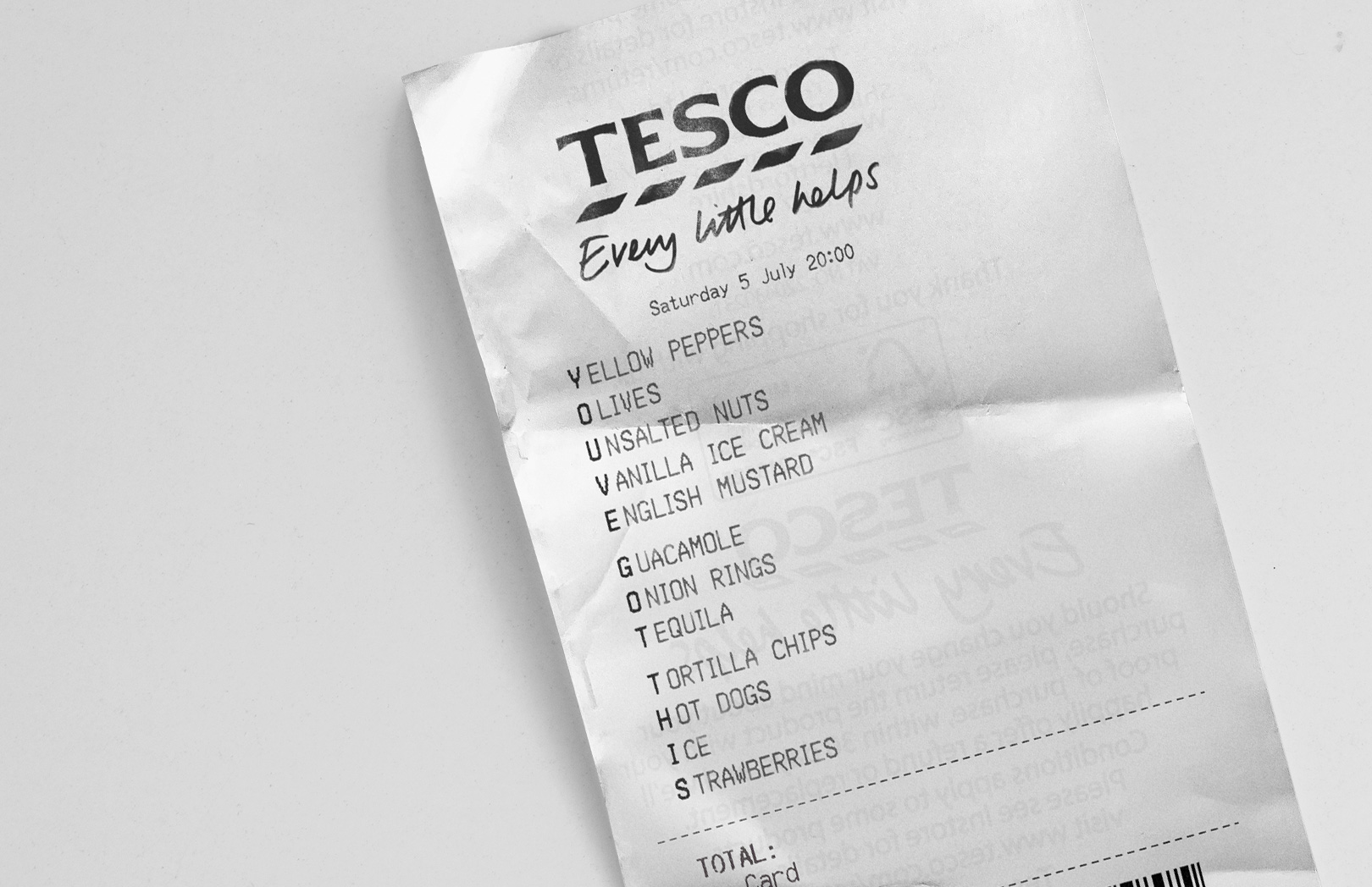 Tesco receipts